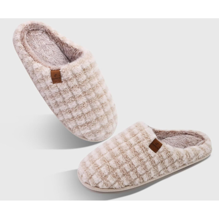 Чоловічі халати-тапочки COFACE з піною для відпочинку, теплі, з вовняної тканини, пухнасті, з антиковзною гумовою підошвою, розмір 40-49 (41 EU, бежевий, пухнастий)