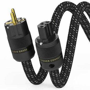 Hi-End мережевий кабель Monosaudio P083 1.5м, мідний OFC, 2-полюсний HiFi аудіофільний кабель живлення Schuko-IEC C15 для підсилювача, сабвуфера та DVD