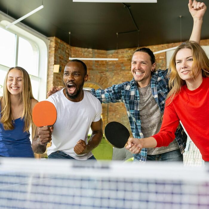 Набір для пінг-понгу JurciCat: 2 ракетки, 3 м'ячі, сумка. Підходить для гри в приміщенні та на вулиці. Довга ручка.