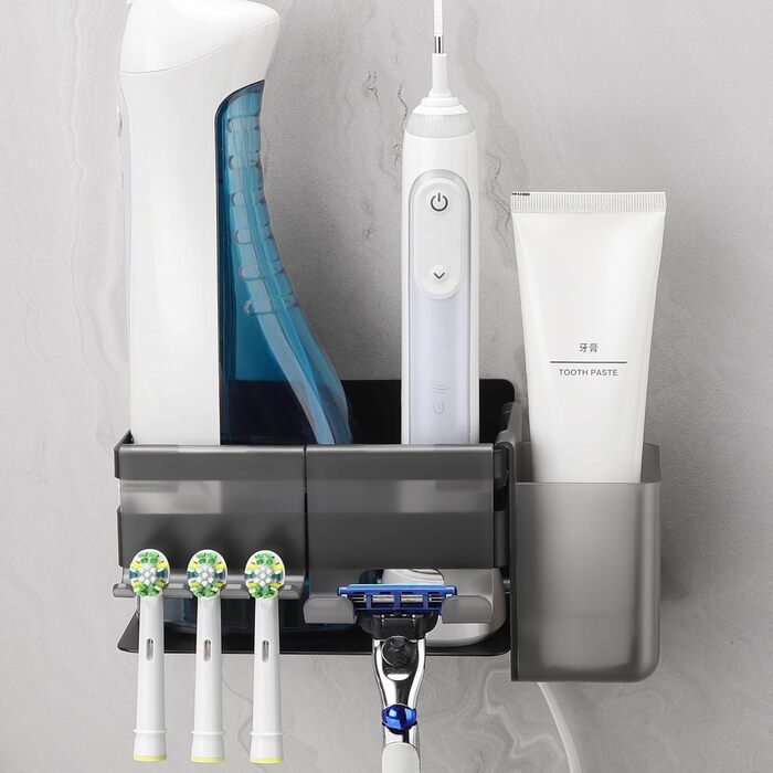 Тримач для зубних щіток ALOCEO з 3 гачками, для електричної зубної щітки, нержавіюча сталь, чорний, без свердління