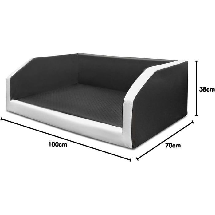 Преміум лежанка для собак Mayaadi-Home - 100 x 70 x 38 см | Лежанка для собак в авто | Лежанка в багажник з захисним покривалом | Чорно-біла, розмір M (100x70x38 см)