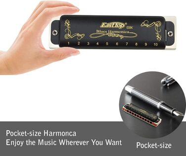 Губна гармошка East Top Mundharmonika C Key T008K 10 отворів для блюзу - для професіоналів, початківців, дітей, як подарунок