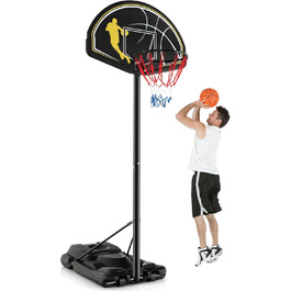 COSTWAY Adjustable Height Basketball Hoop System - Outdoor Mobile Basketball Stand with Wheels & Weight Bag - 130-305cm