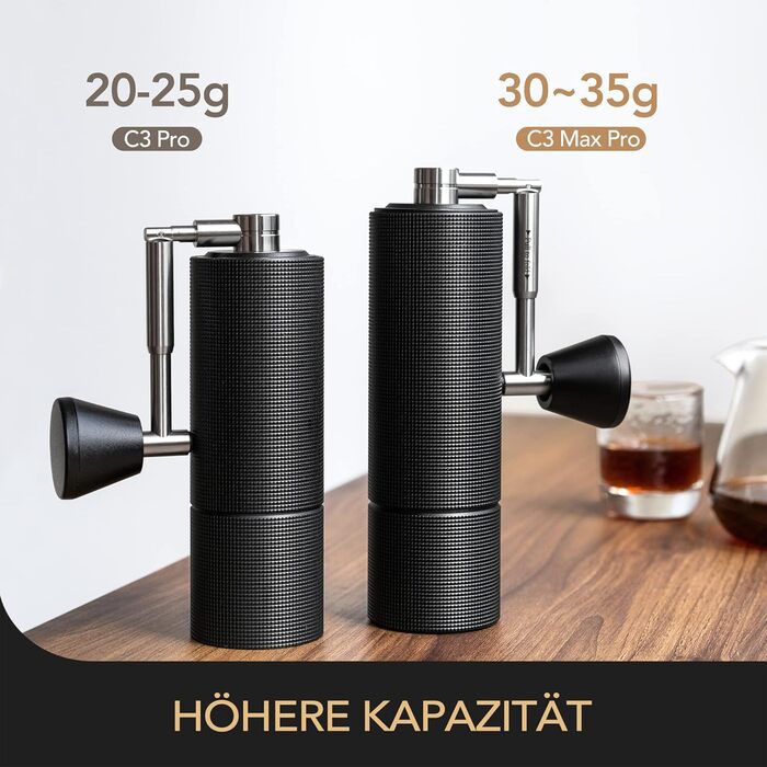 Кавомолка ручна TIMEMORE Chestnut C3 MAX PRO, нержавіюча сталь, конічний жернова, для еспресо та френч-прес, чорний
