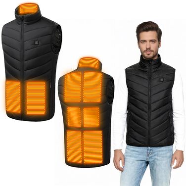 Обогріваючий жилет для чоловіків та жінок, жилетка з 9 зонами обігріву, 3 режими температури, унісекс, для зимових видів спорту, хайкінгу та активного відпочинку, XL