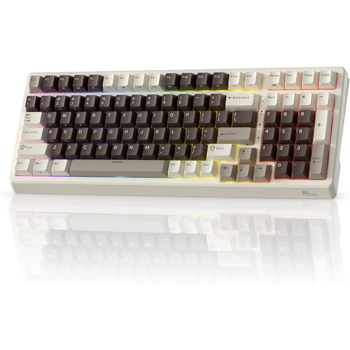 Механічна клавіатура RK ROYAL KLUDGE F99 з NumPad, Tri-Mode, Hot-Swap, 95/100 клавіш, BT/2.4G/USB-C, Pro-програмне забезпечення, акумулятор 5000 mAh, перемикачі Beige, колір Mokka Grey