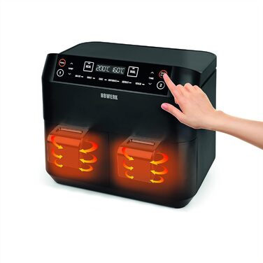 Фритюрниця-конвекційна піч Heißluftfritteuse Midnight Edition 7.6 л, 1800 Вт, 7 програм, чорний | Без олії, цифровий дисплей