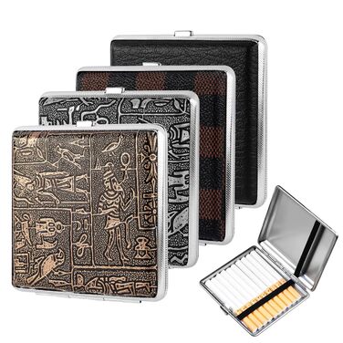 Чохол для сигарет на 20 сигарет з шкіри та металу, Zigarettenetui, чохол для сигарет для чоловіків та жінок