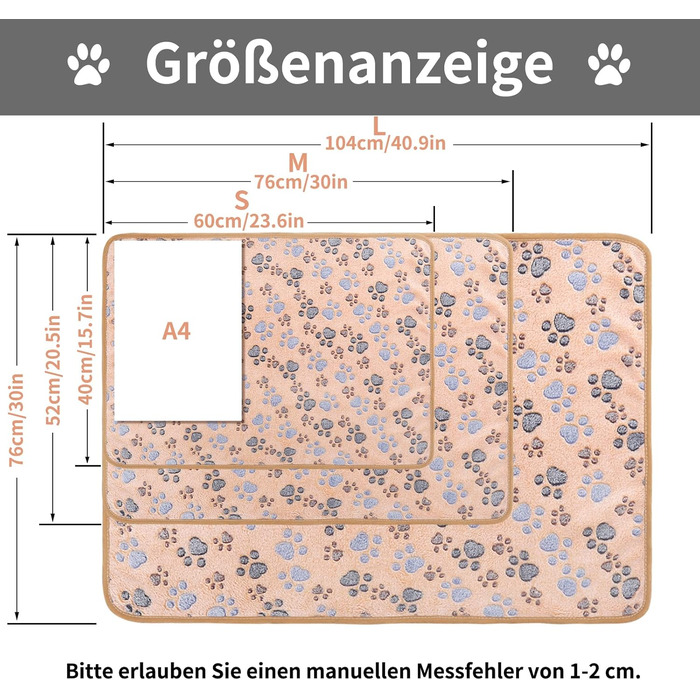 М'яка ковдра для собак та котів Demigeat, 3 шт. - тепла, миється, для літа та весни, велика лапка
