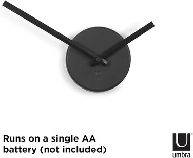 Настінний годинник Umbra Blink, сучасний мінімалістичний дизайн, DIY кварцовий механізм, без рамки, самоклеючі цифри, металева, чорна, для кухні, офісу, спальні, вітальні