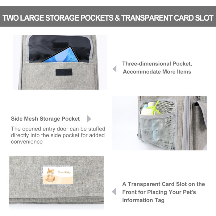 Рюкзак-переноска для котів та собак, дихаючий, сірий | Рюкзак для тварин для подорожей, прогулянок, хандлінгу