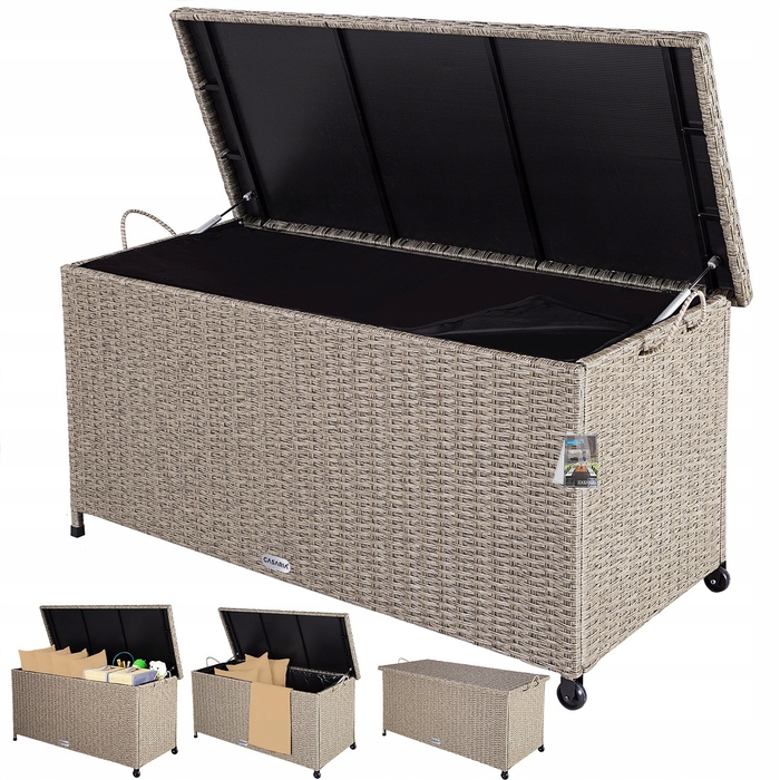 Садова скриня Casaria з техноротанга, 270 л, бежева