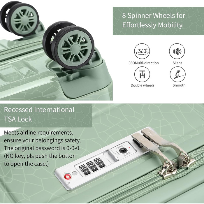 Набір валіз Sea Choice Handgepäck: 3 валізи (55/65/75 см) + косметичка, білий, з TSA-замком