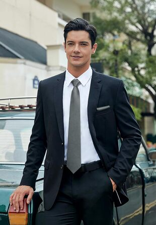 Краватка для чоловіків HISDERN на весілля з кишеньковим хустинкою, класичний візерунок, в клітинку, в горіх, бізнес-краватка та кишеньковий хустинка (Сірий)