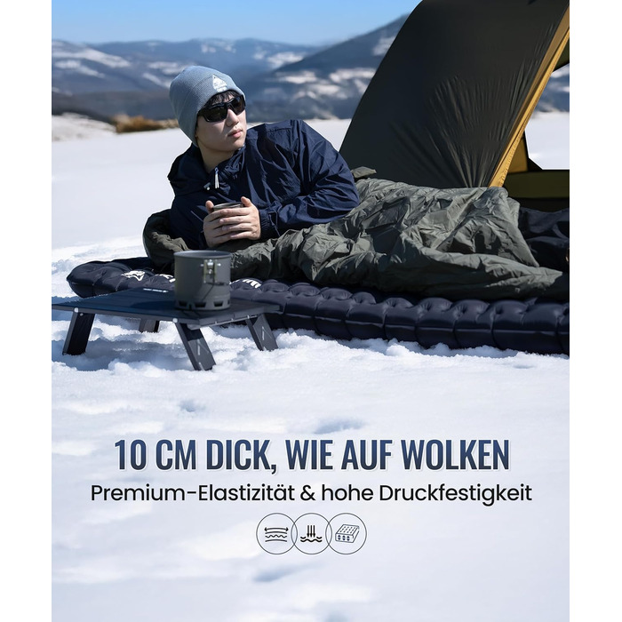 Каремат надувний OneTigris NOBLEJADE 10 см для кемпінгу, туризму, автомобіля (R-7.3) з помпою