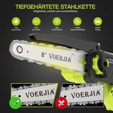 Акумуляторна висоторіз Kettensäge 2-в-1, 6/8 футів, телескопічна штанга, 2x4.0Ah акумулятор, автоматичне змащення, швидка заміна насадок, для обрізки дерев у саду