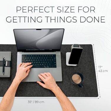 Килимок для столу Nordik Große Filz, антрацит, 89x43 см - повне покриття, під клавіатуру та мишу, захист поверхні для офісу