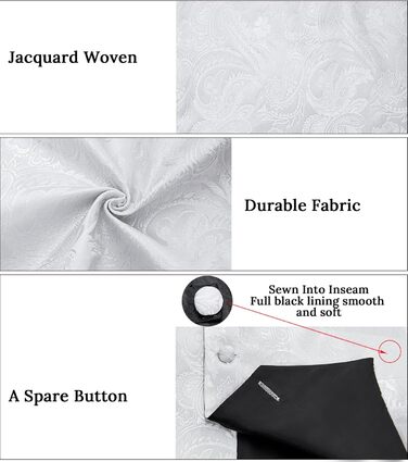 Костюмний комплект для чоловіків DiBanGu: 7-елементний набір, краватка, кравецькі шпильки, реверс-голка, підходить для ділових зустрічей (M, білий/ошатний сад)