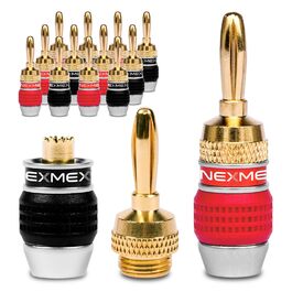 Комплект бананових роз'ємів NEXMEX для акустичних кабелів, позолочені 24K, для HiFi ресиверів та колонок, 14 шт (7 пар)