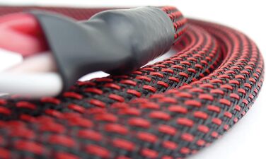 Акустичний кабель Dynavox Perfect Sound High-End з банановими роз'ємами, гнучкий, чорний/червоний, 3 м (1 шт)