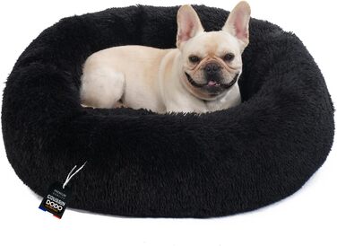 Dog Bed for Medium-Sized Dogs [with Washable Cover] - Dog Basket, Cat Bed, Dog Sleeping Place & Furniture - Long Dog Basket, Dog Bed, 80 cm Diameter (L 80 x W 80 x H 21 cm, Black)