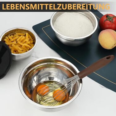 Набір мисок для перемішування Hunnycook Bunte 5 шт., нержавіюча сталь, з кришкою, силіконове дно, тертки, 4.5/4/2.4/1.7/0.8 л, мийка в посудомийній машині