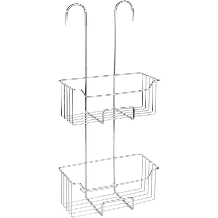 WENKO Thermostat Shower Caddy Model Milo, 2 Tiers, Shower Shelf for Hanging on the Faucet, Stainless Steel (Rust-Proof) Shelf, 25 x 55 x 14 cm, Glossy