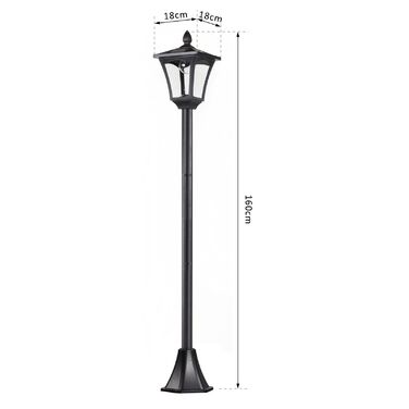 Outsunny Solar Garden Lantern Pathway Light with LED 40 Lumens Black 18 x 18 x 160cm | Aosom