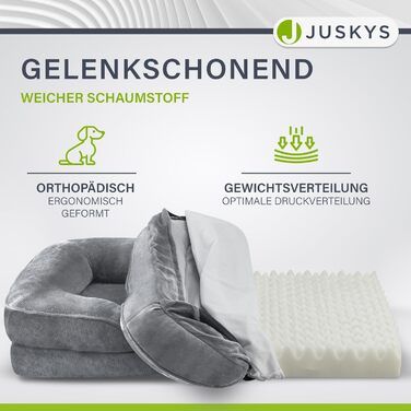 Juskys Dog Bed Sheena L Orthopedic, Washable & Non-Slip - 98 x 70 x 17 cm - Fluffy Dog Sofa for Medium-Sized Dogs Grey - Pet Bed Dog Sofa