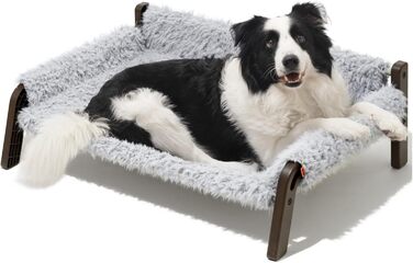 MEWOOFUN Dog Sofa Dog Bed Elevated No Dogs - Dog Beds for No and medium-sized dogs with Non-Slip Bottom, Breathable Woven Bed with Removable, Cat Sofa 61 x 53 x 28 cm, (XL, Grey)