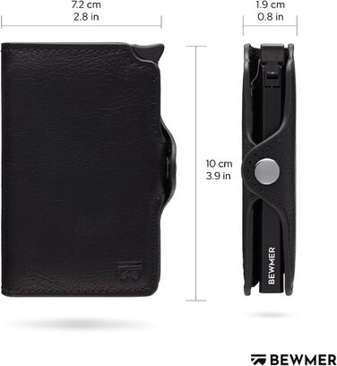Гаманець-картхолдер BEWMER Premium з RFID-захистом: Чорний шкіряний картхолдер та гаманець для жінок і чоловіків