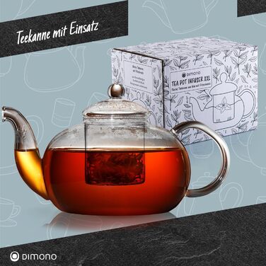 Скляний чайник Dimono з фільтром для заварювання чаю, об'єм 1500 мл, ручна робота