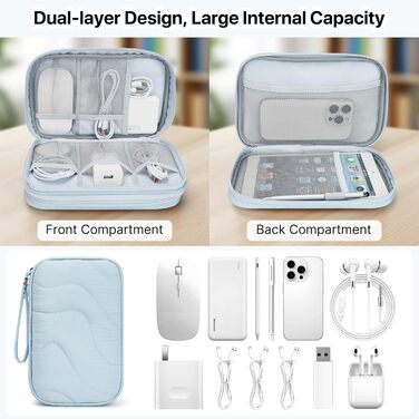 Органайзер для кабелів Skycase XL (блакитний) – сумка для аксесуарів, павербанку, електроніки в дорогу