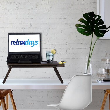 Relaxdays Bamboo Laptop Table, Dark Brown