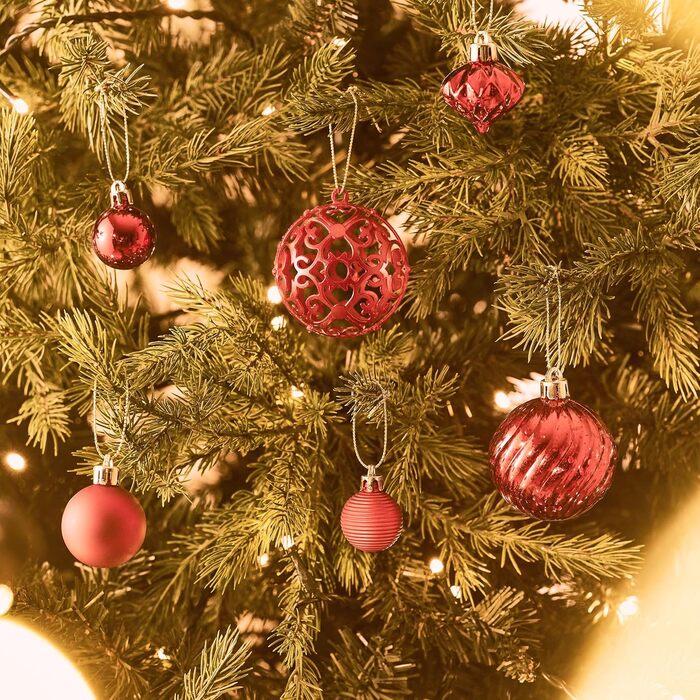 Набір прикрас для ялинки Valery Madelyn, 100 шт. ялинкові кулі з подарунковим пакуванням, червоні
