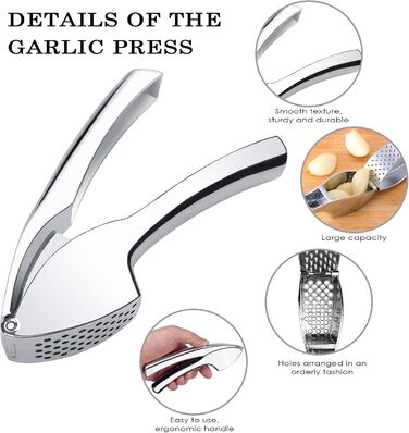 Пресс для часнику Fousenuk, не потребує очищення, зручний у використанні та легкий у чищенні, з цинкового сплаву
