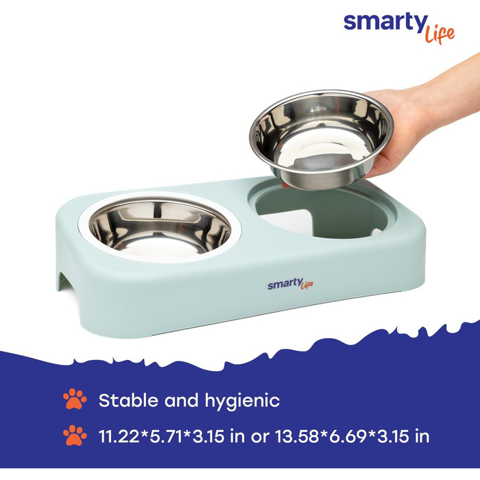 Набір мисок для котів та собак Smarty Life з піднятою платформою - нержавіюча сталь, для корму та води