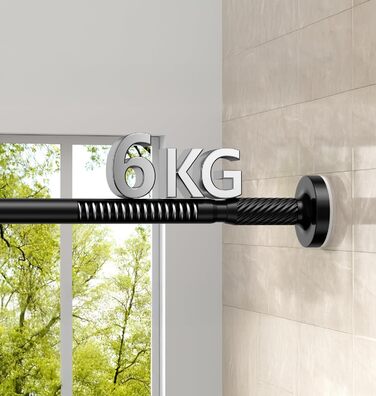 Штанга для карнизи без свердління, 100-230 см, регульована телескопічна штанга для душу, вікна та балкону (діаметр 25 мм, чорний)