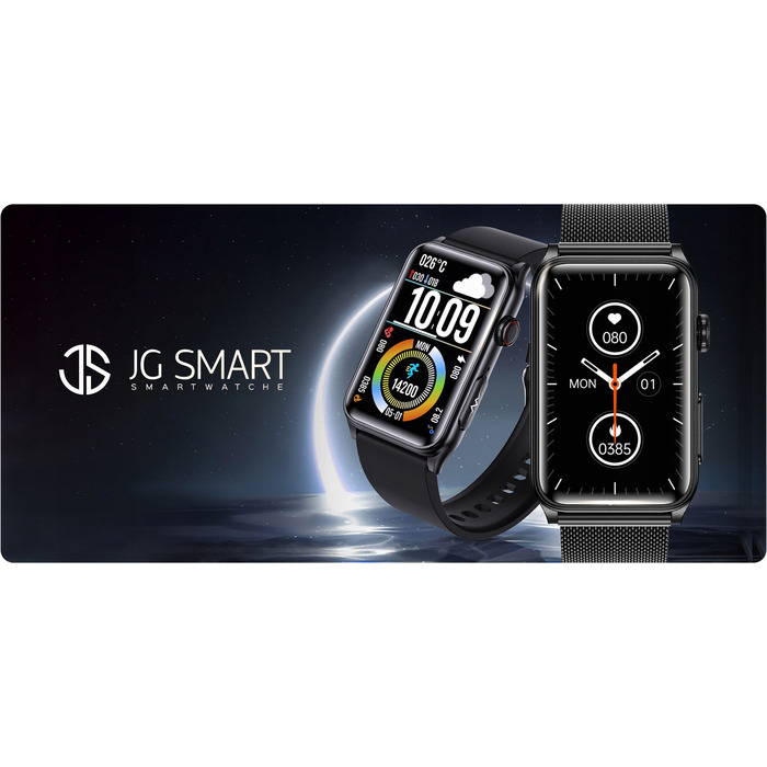 Смарт-годинник JG Smart (чорний) з функціями ЕКГ, вимірювання тиску, рівня глюкози та пульсу
