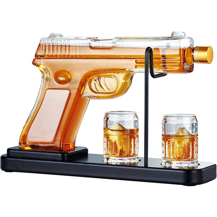 Kollea 15 Oz Gun Whiskey Decanter and 2.0 Oz Glasses Set, Whiskey Dispenser for Schnapps, Bourbon, Whiskey Gift Sets for Men, Fathers, Brothers, Unique Gifts for Father's Day, Birthday, Anniversary