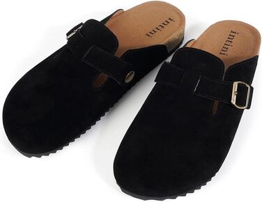 Зручні шльопанці-клоги Intini для дому, саду та пляжу. Чоловічі та жіночі, шкіряна устілка, чорний колір, розмір 36-48