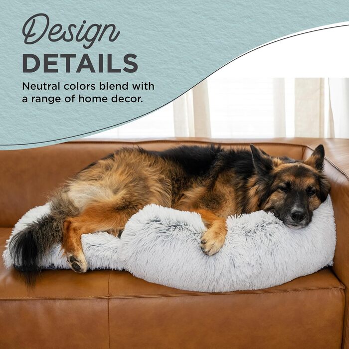 Круглий лежак для тварин Best Friends by Sheri Calming Donut Lux - штучне хутро, 58x58 см, сірий (з валиком для шиї)