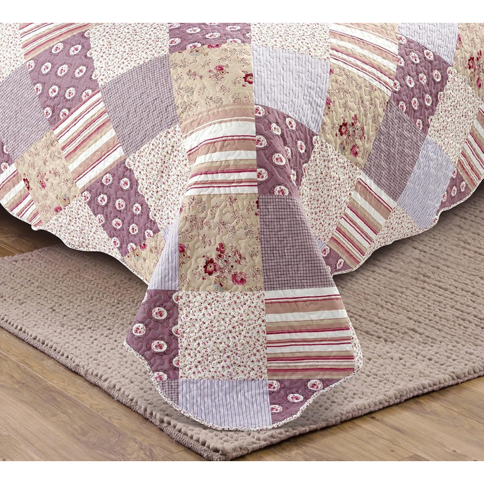 Комплект постільної білизни Brilliant Sunshine Grey Heart Love Patchwork (2 шт.): ковдра та наволочка, двоспальне ліжко, стегане покривало, рожевий, для дому