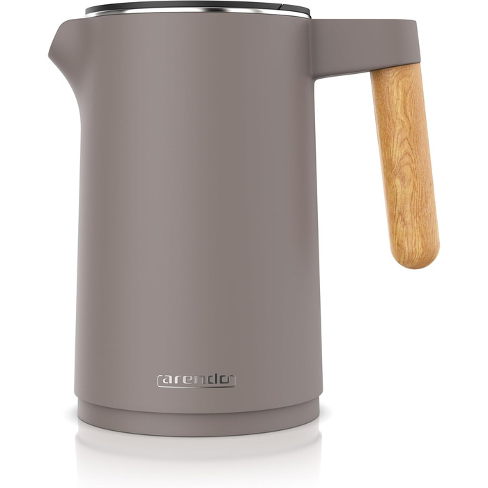 Електричний чайник Arendo з регулюванням температури, 1.5 л, нержавіюча сталь, подвійні стінки, BPA free, функція підтримки тепла, Cool Touch, Taupe C