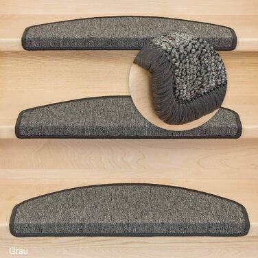 Kettelservice-Metzker Stair Treads Ariston Dark Grey in a 15-Piece Set including Entrance Mat in Grey - 15 Pieces Grey 082