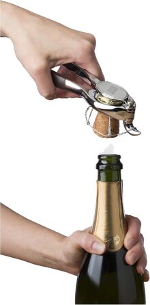 Щипці для відкривання пляшок шампанського Vacu Vin, сріблясто-коричневі, 3,5x5x15,5 см