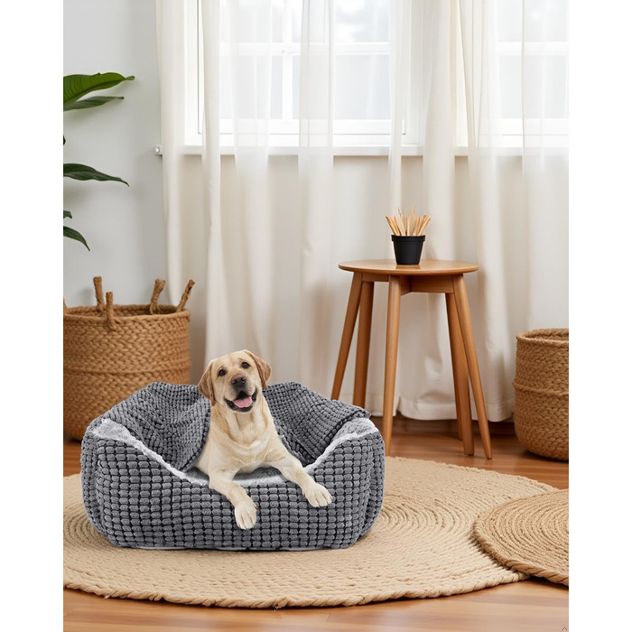 Крісло-ліжко для собак середніх порід Joejoy, 64x53x20 см, знімний коврик, зручне та миється, антиковзаюче, з високим бортиком, до 14 кг