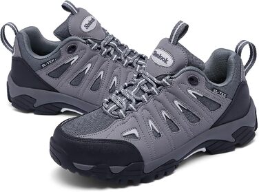 Туфлі для хайкінгу SHULOOK для жінок, водонепроникні, легкі, трекінгові, гірські, туристичні, для кемпінгу, хайкінгу, риболовлі (38 EU, чорний, сірий)