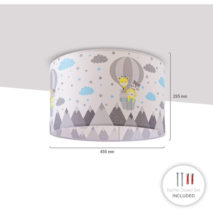 Paco Home Pendant Light Children's Room Ceiling Lamp Chandelier Baby Room Pendant Light Various Motifs Boys Girls E27, Color: Design 6 (Ø45.5 cm), Lamp Type___Color: Ceiling Light - White
