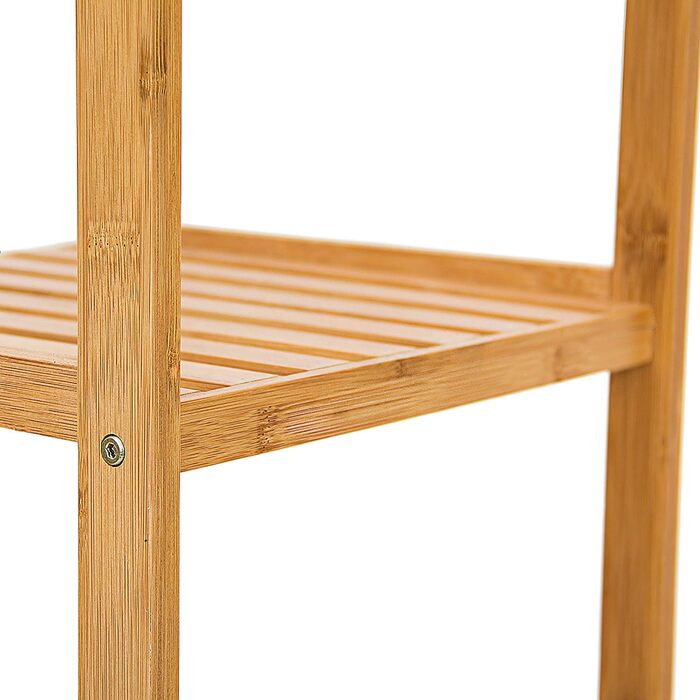 Relaxdays Bamboo Shelf, Standing Shelf for Bathroom & Kitchen, Bamboo Shelf with 4 Open Shelves, WHD 110 x 34 x 33 cm, Natural, Brown